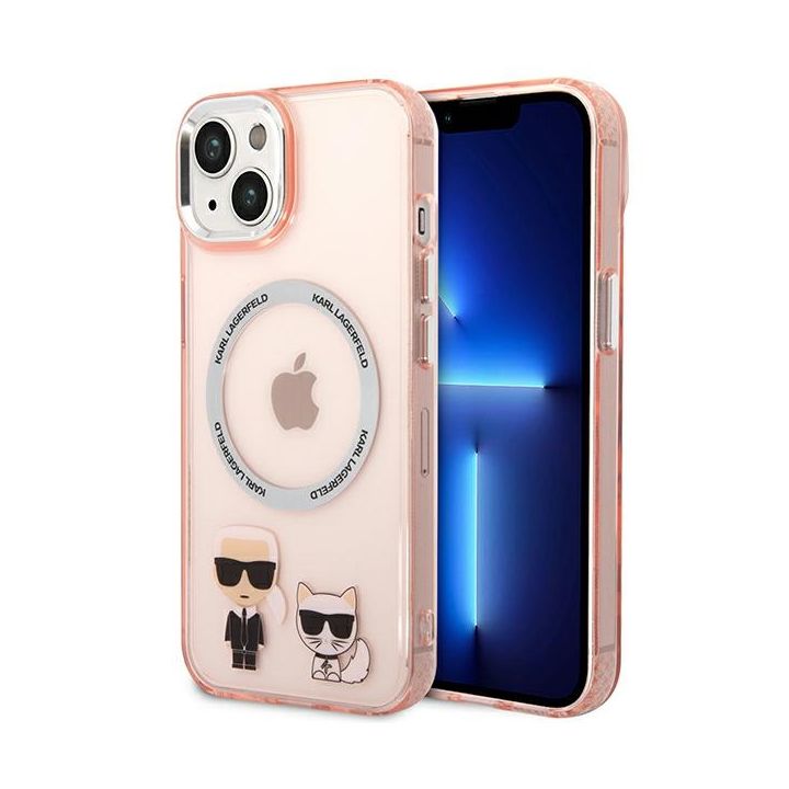 Karl Lagerfeld KLHMP14MHKCP iPhone 14 Plus / 15 Plus 6,7" hardcase różowy/pink Karl & Choupette Aluminium Magsafe na NearMe.pl