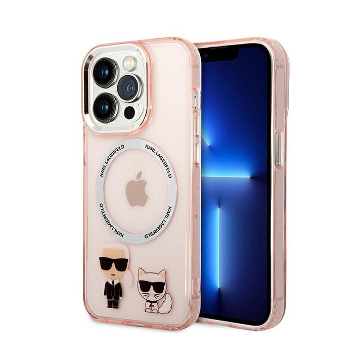 Karl Lagerfeld KLHMP14XHKCP iPhone 14Pro Max 6,7" hardcase różowy/pink Karl & Choupette Aluminium Magsafe na NearMe.pl