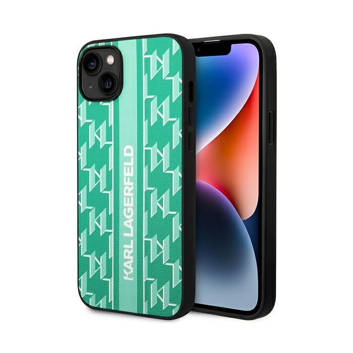 Karl Lagerfeld KLHCP14MPGKLSKN iPhone 14 Plus / 15 Plus 6,7" hardcase zielony/green Monogram Stripe na NearMe.pl