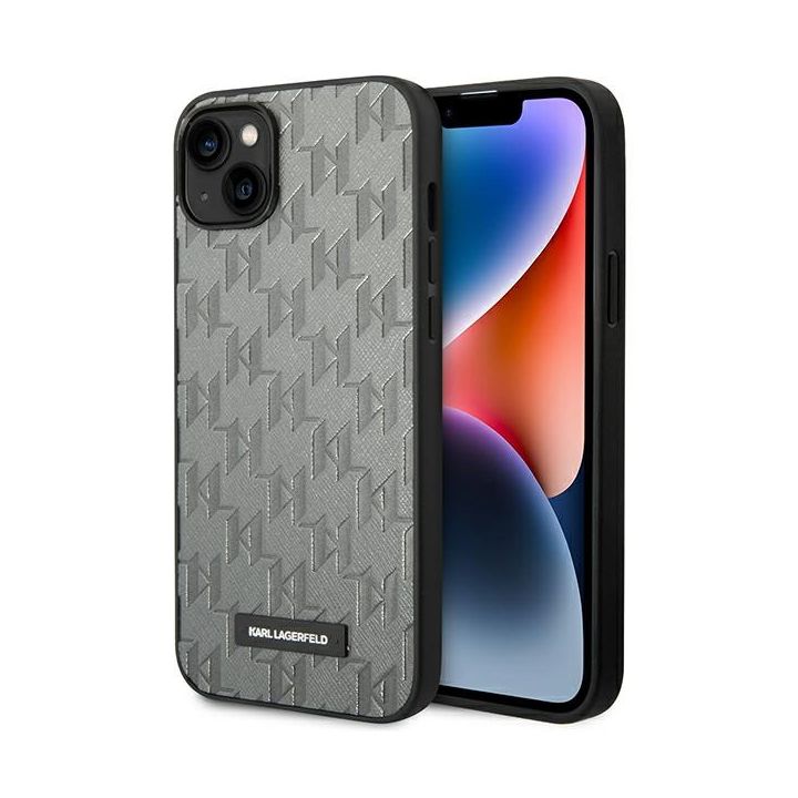 Karl Lagerfeld KLHCP14MSAKLHPG iPhone 14 Plus / 15 Plus 6,7" hardcase szary/grey Saffiano Mono Metal Logo na NearMe.pl