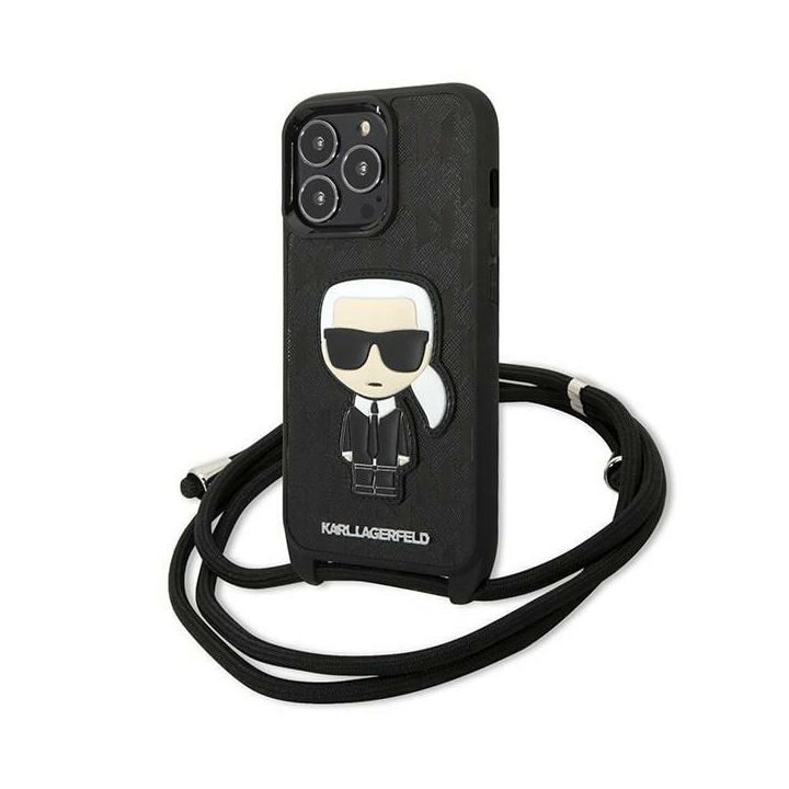 Karl Lagerfeld KLHCP13LCMNIPK iPhone 13 Pro / 13 6,1" hardcase czarny/black Leather Monogram Patch and Cord Iconik na NearMe.pl