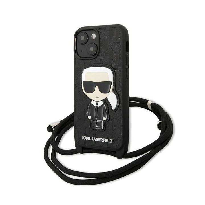 Karl Lagerfeld KLHCP13SCMNIPK iPhone 13 mini 5,4" hardcase czarny/black Leather Monogram Patch and Cord Iconik na NearMe.pl