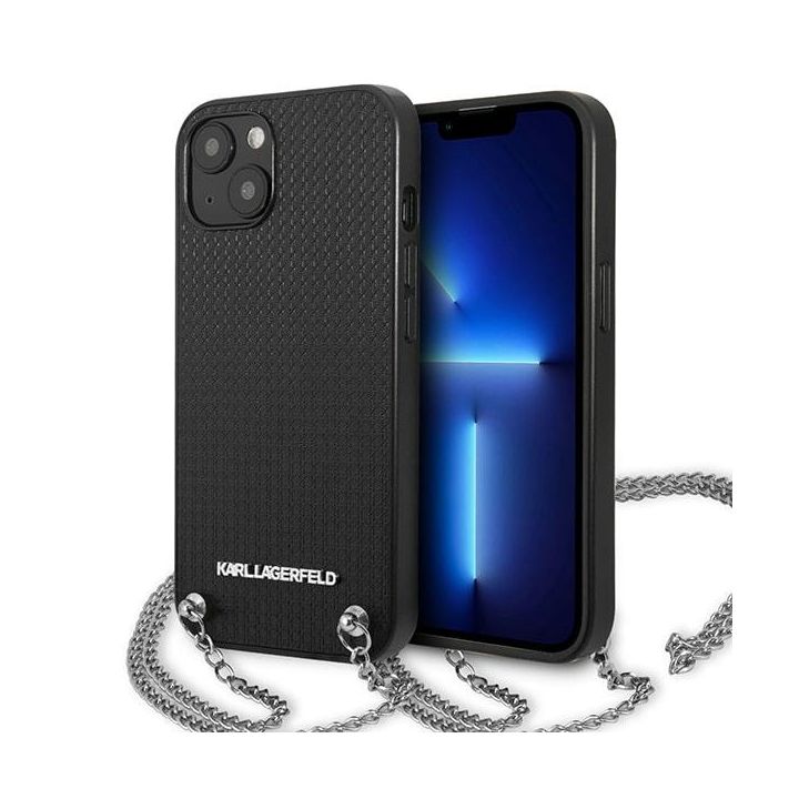 Karl Lagerfeld KLHCP13MPMK iPhone 13 / 14 / 15 6,1" hardcase czarny/black Leather Textured and Chain na NearMe.pl
