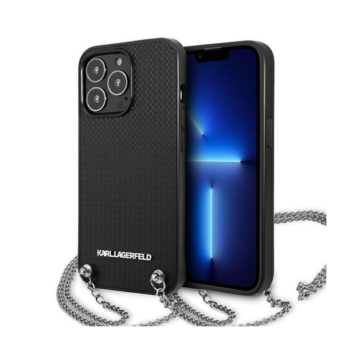 Karl Lagerfeld KLHCP13XPMK iPhone 13 Pro Max 6,7" hardcase czarny/black Leather Textured and Chain na NearMe.pl