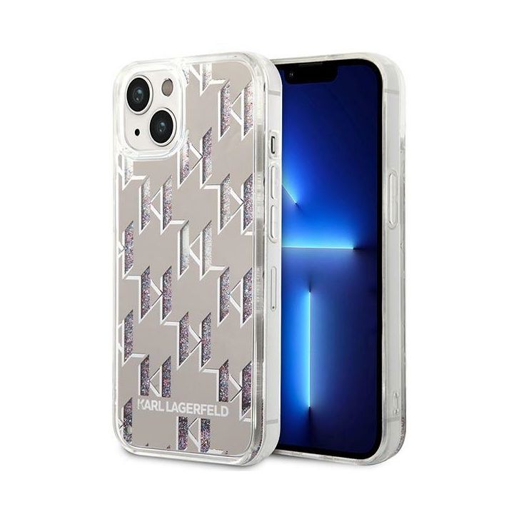 Karl Lagerfeld KLHCP14MLMNMS iPhone 14 Plus / 15 Plus 6,7" hardcase srebrny/silver Liquid Glitter Monogram na NearMe.pl