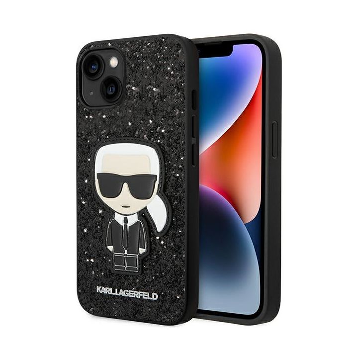 Karl Lagerfeld KLHCP14SGFKPK iPhone 14/ 15 / 13 6,1" hardcase czarny/black Glitter Flakes Ikonik na NearMe.pl