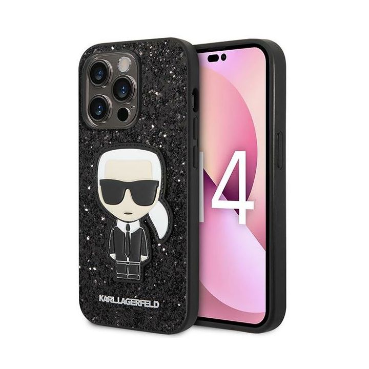 Karl Lagerfeld KLHCP14XGFKPK iPhone 14Pro Max 6,7" hardcase czarny/black Glitter Flakes Ikonik na NearMe.pl