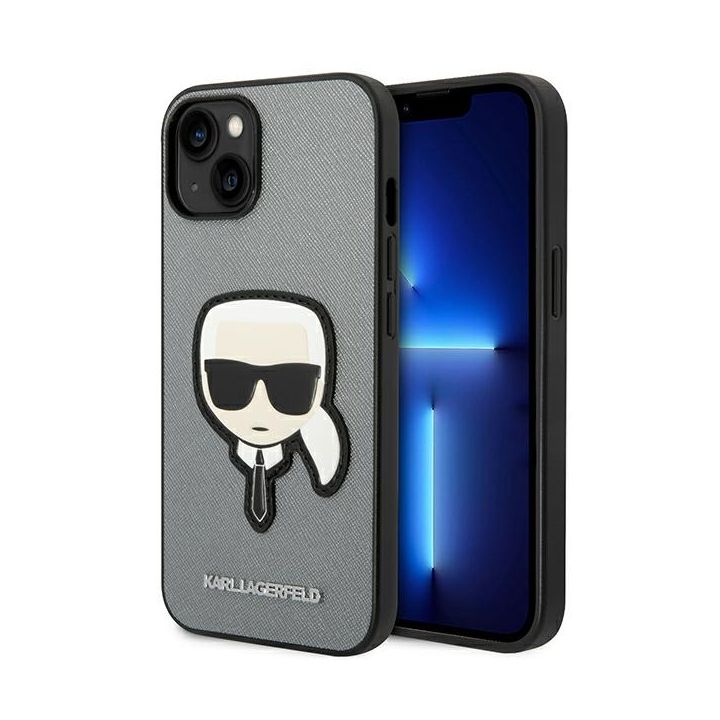 Karl Lagerfeld KLHCP14MSAPKHG iPhone 14 Plus / 15 Plus 6,7" srebrny/silver hardcase Saffiano Karl`s Head Patch na NearMe.pl