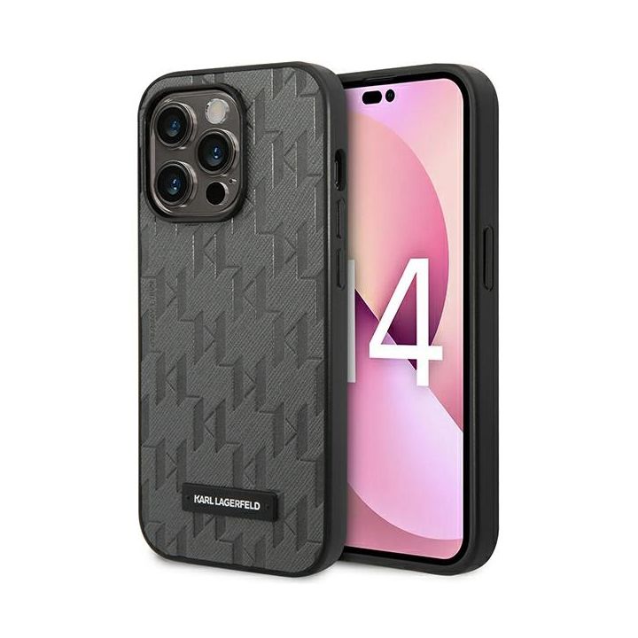 Karl Lagerfeld KLHCP14XSAKLHPG iPhone 14 Pro Max 6,7" hardcase szary/grey Saffiano Mono Metal Logo na NearMe.pl