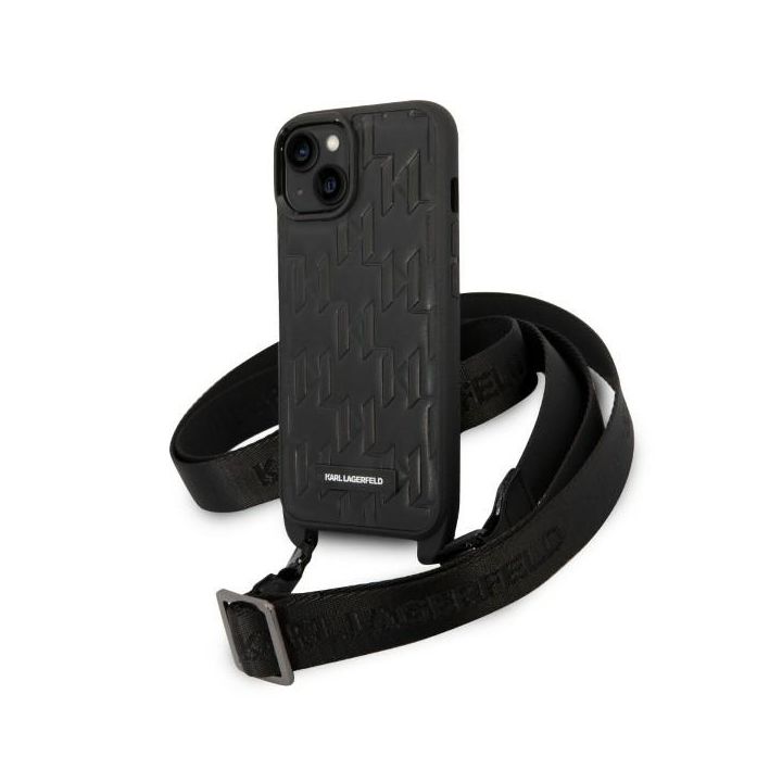 Karl Lagerfeld KLHCP14SSTMMK iPhone 14 / 15 / 13 6,1" hardcase czarny/black Monogram Plaque Logo Strap na NearMe.pl