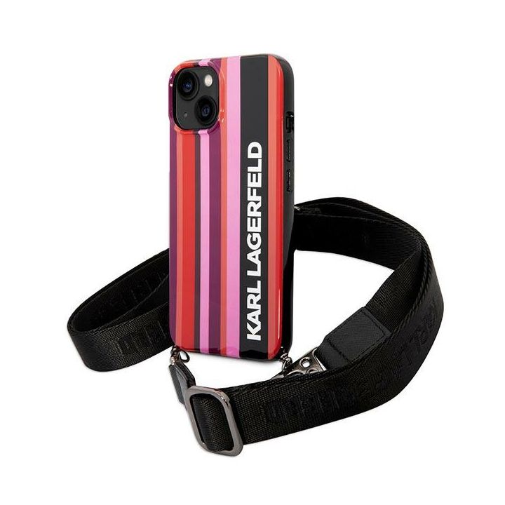 Karl Lagerfeld KLHCP14SSTSTP iPhone 14 / 15 / 13 6,1" hardcase różowy/pink Color Stripes Strap na NearMe.pl