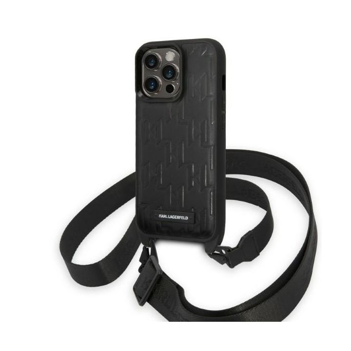 Karl Lagerfeld KLHCP14XSTMMK iPhone 14 Pro Max 6,7" hardcase czarny/black Monogram Plaque Logo Strap na NearMe.pl