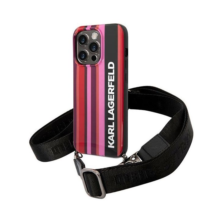 Karl Lagerfeld KLHCP14LSTSTP iPhone 14Pro 6,1" hardcase różowy/pink Color Stripes Strap na NearMe.pl
