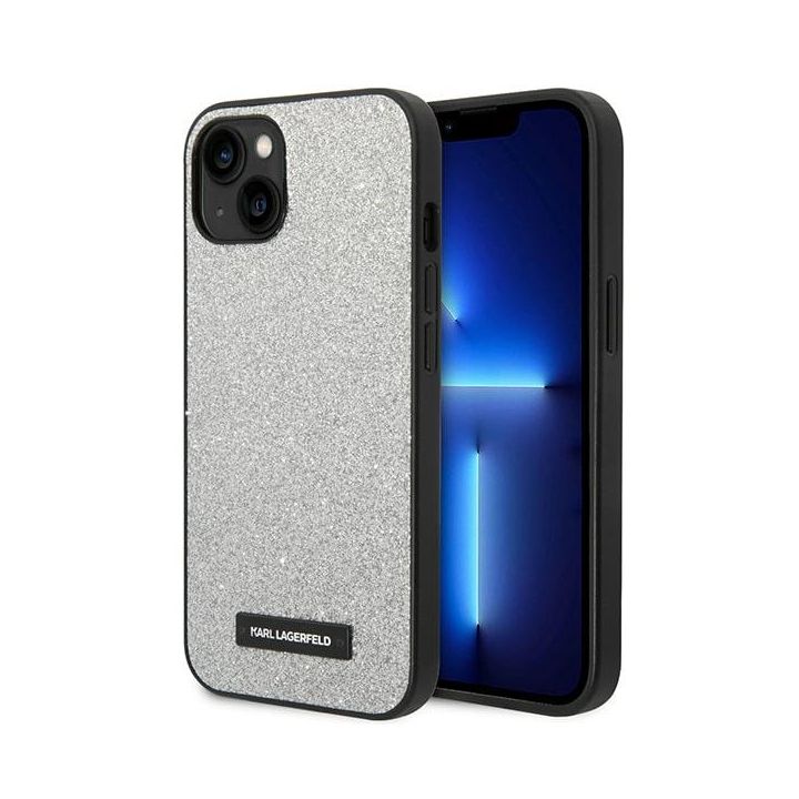 Karl Lagerfeld KLHCP14MG2ELS iPhone 14 Plus / 15 Plus 6,7" hardcase srebrny/silver Glitter Plaque Logo na NearMe.pl