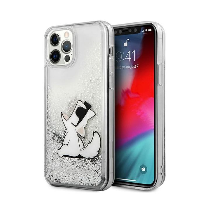 Karl Lagerfeld KLHCP12MGCFS iPhone 12/12 Pro 6,1" srebrny/silver hardcase Liquid Glitter Choupette Fun na NearMe.pl