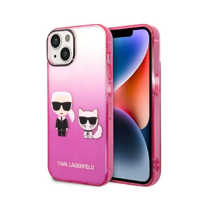 Karl Lagerfeld KLHCP14MTGKCP iPhone 14 Plus / 15 Plus 6,7" hardcase różowy/pink Gradient Ikonik Karl & Choupette na NearMe.pl