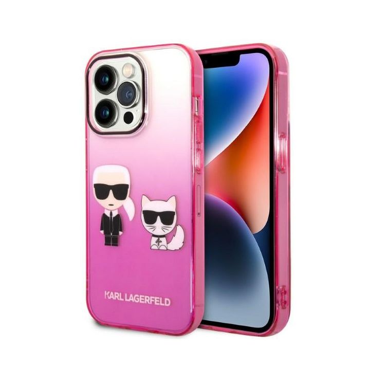 Karl Lagerfeld KLHCP14LTGKCP iPhone 14 Pro 6,1" hardcase różowy/pink Gradient Ikonik Karl & Choupette na NearMe.pl