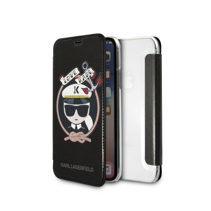 Karl Lagerfeld KLFLBKPXKSB iPhone X/Xs czarny/black bookcase Signature Glitter na NearMe.pl