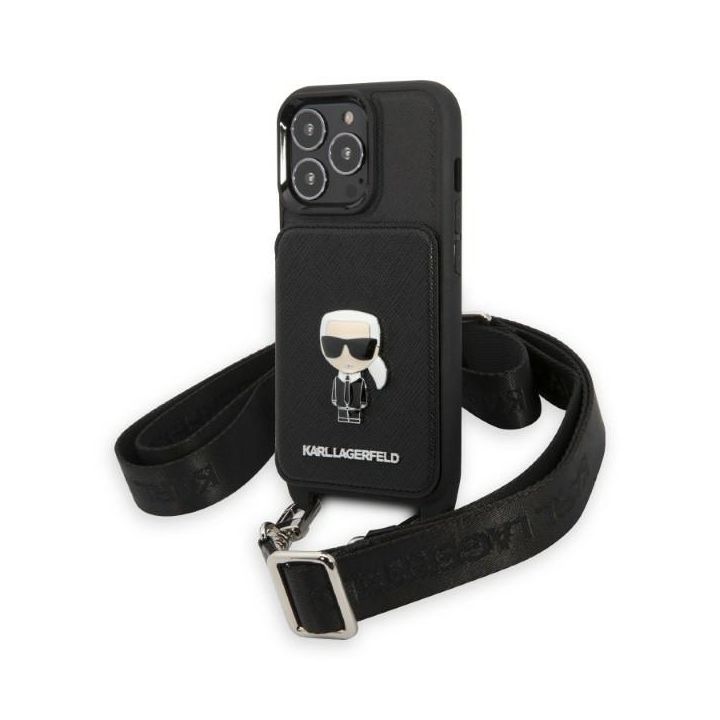 Karl Lagerfeld KLHCP13XSAIPCK iPhone 13Pro Max 6,7" hardcase czarny/black Saffiano Metal Ikonik na NearMe.pl