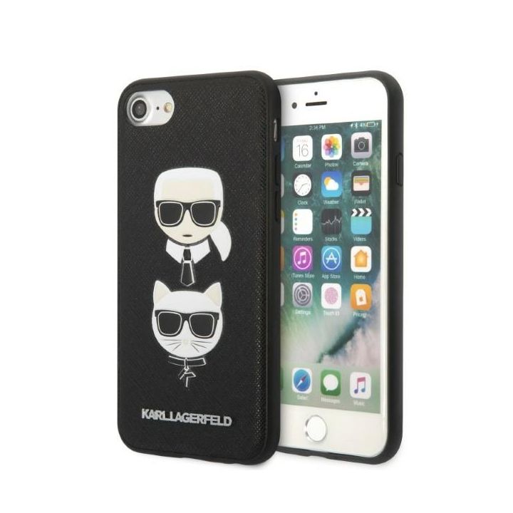 Karl Lagerfeld KLHCI8SAKICKCBK iPhone7/8 / SE 2020 / SE 2022 czarny/black hardcase Saffiano Karl&Choupette Head na NearMe.pl