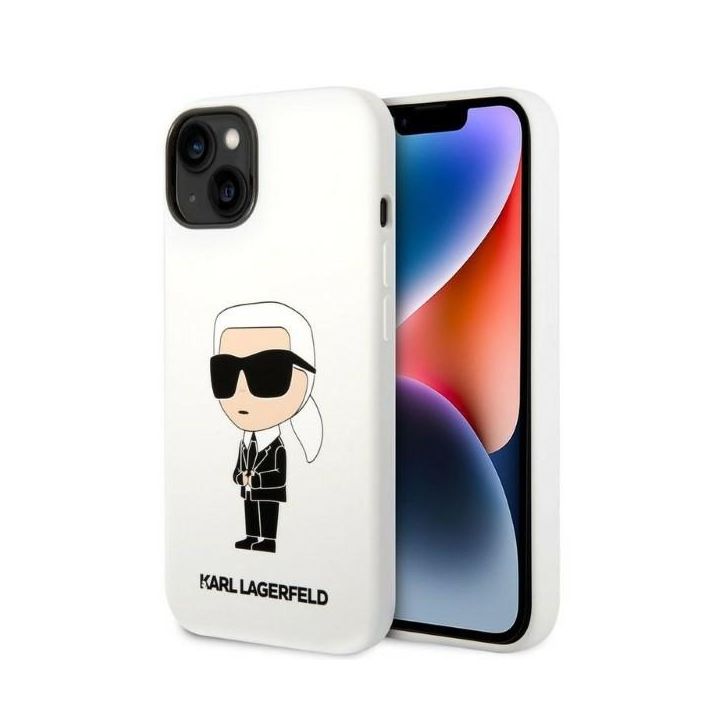 Karl Lagerfeld KLHCP14MSNIKBCH iPhone 14 Plus / 15 Plus 6,7" hardcase biały/white Silicone Ikonik na NearMe.pl