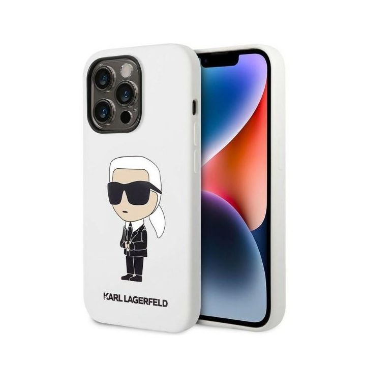 Karl Lagerfeld KLHCP14LSNIKBCH iPhone 14 Pro 6,1" hardcase biały/white Silicone Ikonik na NearMe.pl
