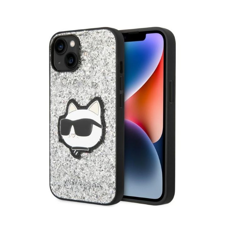 Karl Lagerfeld KLHCP14MG2CPS iPhone 14 Plus / 15 Plus 6,7" srebrny/silver hardcase Glitter Choupette Patch na NearMe.pl