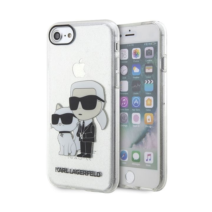 Karl Lagerfeld KLHCI8HNKCTGT iPhone 7/8/SE 2020 / SE 2022 transparent hardcase Gliter Karl&Choupette na NearMe.pl