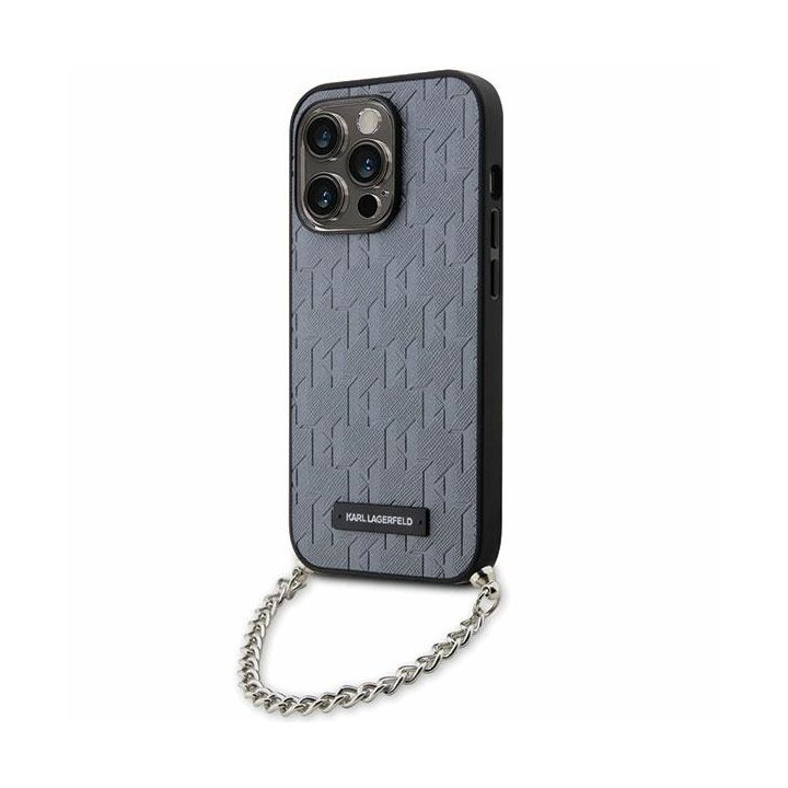 Karl Lagerfeld KLHCP14LSACKLHPG iPhone 14 Pro 6.1" srebrny/silver hardcase Saffiano Monogram Chain na NearMe.pl