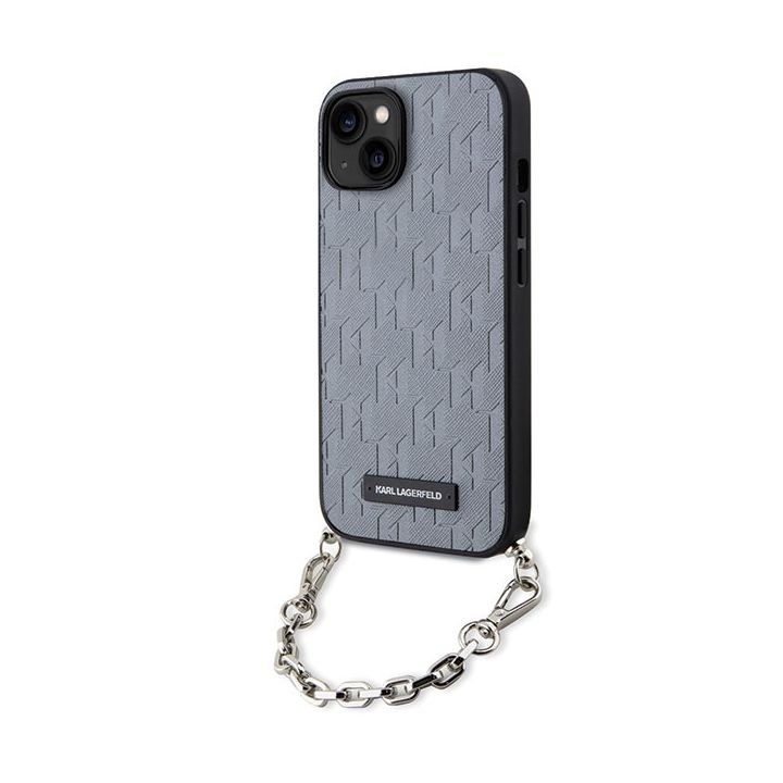 Karl Lagerfeld KLHCP14SSACKLHPG iPhone 14 / 15 / 13 6.1" srebrny/silver hardcase Saffiano Monogram Chain na NearMe.pl