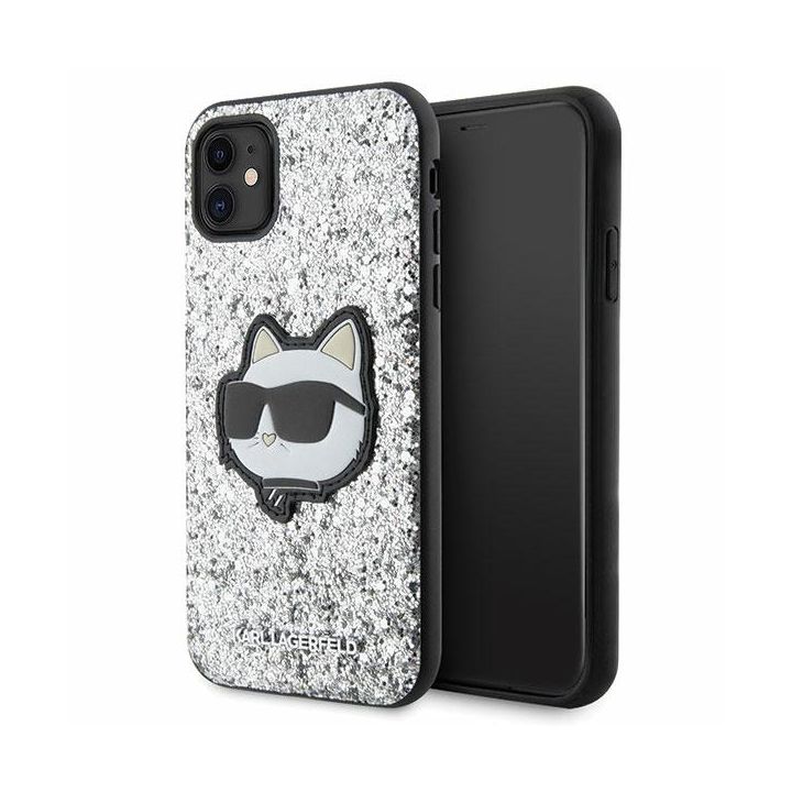 Karl Lagerfeld KLHCN61G2CPS iPhone 11 / Xr 6.1" srebrny/silver hardcase Glitter Choupette Patch na NearMe.pl