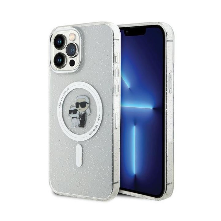 Karl Lagerfeld KLHMP13XHGKCNOT iPhone 13 Pro Max 6.7" transparent hardcase Karl&Choupette Glitter MagSafe na NearMe.pl