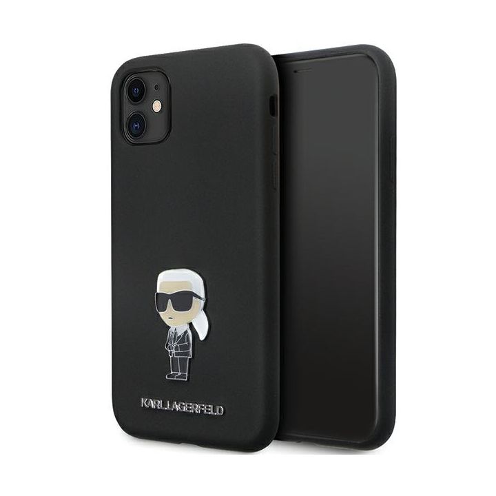 Karl Lagerfeld KLHCN61SMHKNPK iPhone 11/ Xr 6.1" czarny/black Silicone Ikonik Metal Pin na NearMe.pl