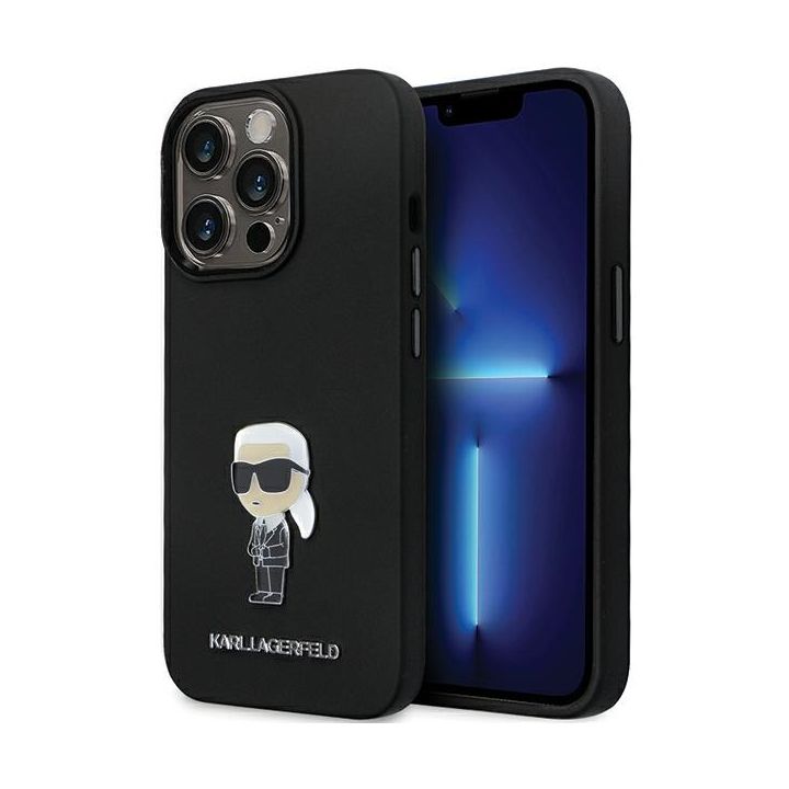 Karl Lagerfeld KLHCP13LSMHKNPK iPhone 13 Pro / 13 6.1" czarny/black Silicone Ikonik Metal Pin na NearMe.pl