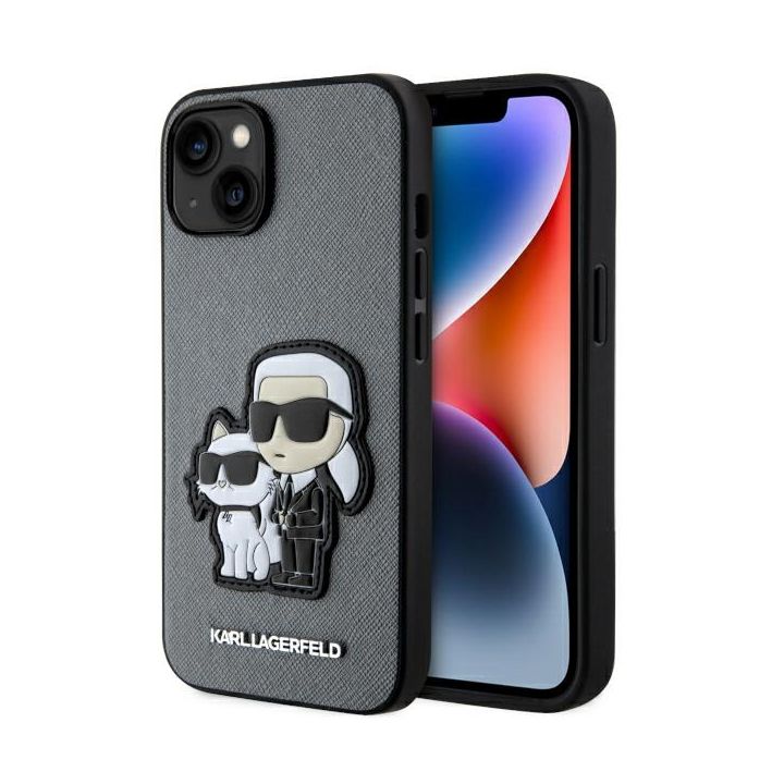 Karl Lagerfeld KLHCP14SSANKCPG iPhone 14/ 15 / 13 6.1" hardcase srebrny/silver Saffiano Karl & Choupette na NearMe.pl