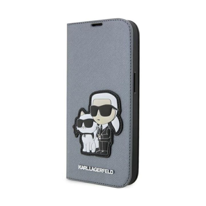 Karl Lagerfeld KLBKP14XSANKCPG iPhone 14Pro Max 6.7" bookcase srebrny/silver Saffiano Karl & Choupette na NearMe.pl