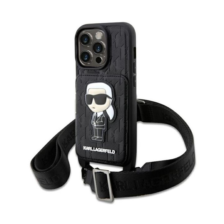 Karl Lagerfeld KLHCP14LCSAKHPKK iPhone 14 Pro 6.1" hardcase czarny/black Crossbody Saffiano Monogram Ikonik na NearMe.pl