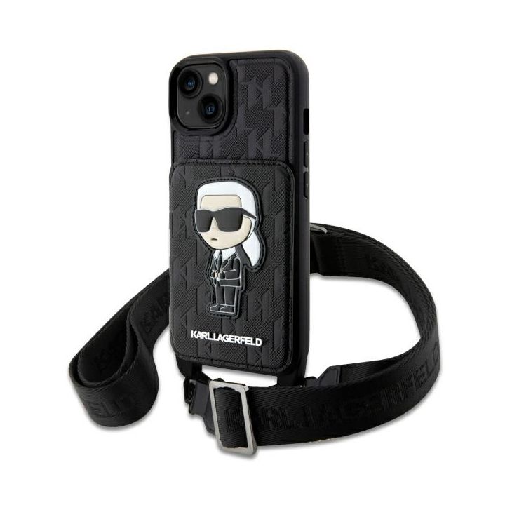 Karl Lagerfeld KLHCP14SCSAKHPKK iPhone14 / 15 / 13 6.1" hardcase czarny/black Crossbody Saffiano Monogram Ikonik na NearMe.pl