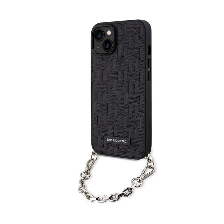 Karl Lagerfeld KLHCP14SSACKLHPK iPhone 14 / 15 / 13 6.1" czarny/black hardcase Saffiano Monogram Chain na NearMe.pl