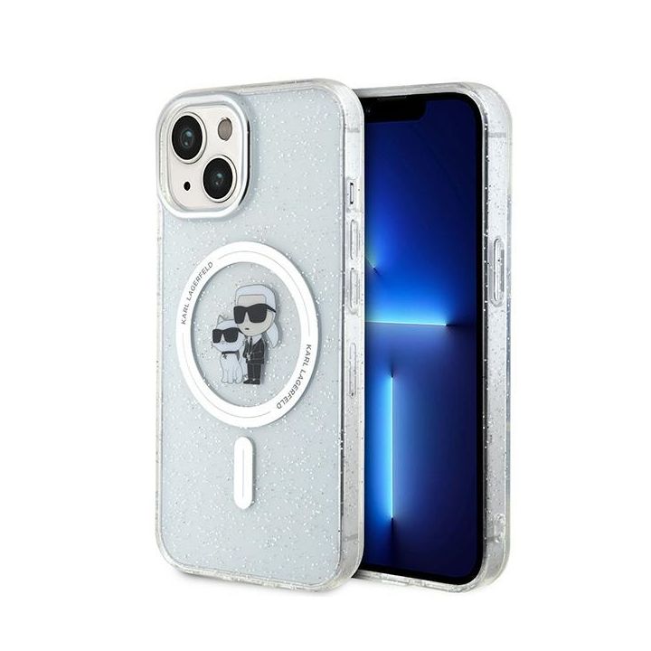 Karl Lagerfeld KLHMP15MHGKCNOT iPhone 15 Plus / 14 Plus 6.7" transparent hardcase Karl&Choupette Glitter MagSafe na NearMe.pl