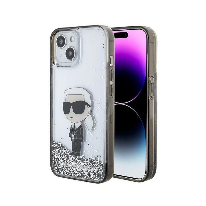 Karl Lagerfeld KLHCP15SLKKNSK iPhone 15 / 14 / 13 6.1" transparent hardcase Liquid Glitter Ikonik na NearMe.pl