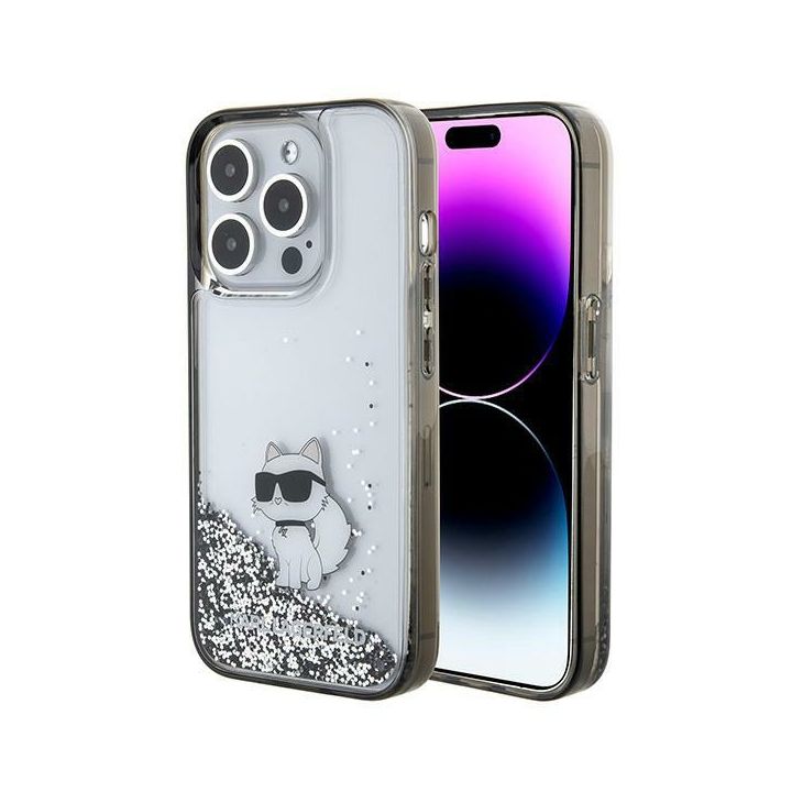 Karl Lagerfeld KLHCP15XLKCNSK iPhone 15Pro Max 6.7" transparent hardcase Liquid Glitter Choupette na NearMe.pl