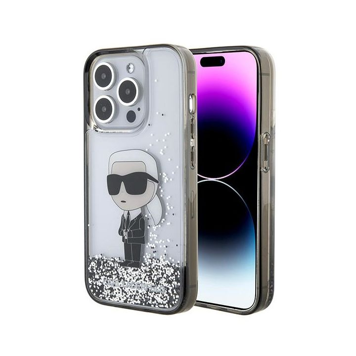 Karl Lagerfeld KLHCP15XLKKNSK iPhone 15 Pro Max 6.7" transparent hardcase Liquid Glitter Ikonik na NearMe.pl