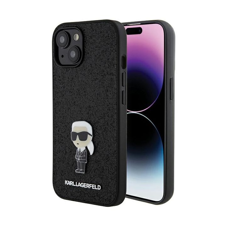 Karl Lagerfeld KLHCP15SGKNPSK iPhone 15 / 14 / 13 6.1" czarny/black hardcase Fixed Glitter Ikonik Logo Metal Pin na NearMe.pl