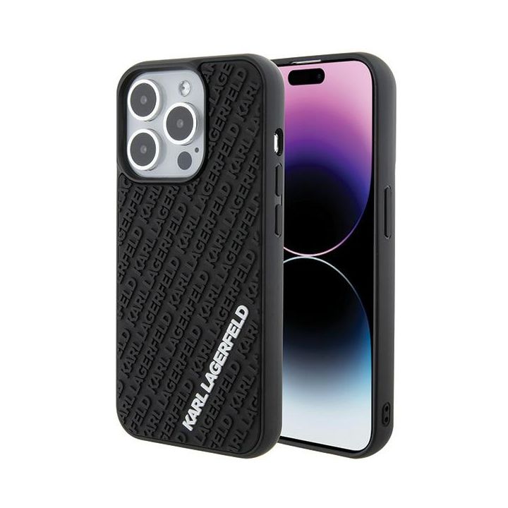 Karl Lagerfeld KLHCP15L3DMKRLK iPhone 15 Pro 6.1" czarny/black hardcase 3D Rubber Multi Logo na NearMe.pl