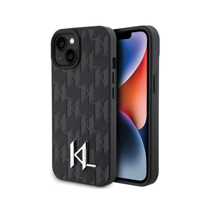 Karl Lagerfeld KLHCP15SPKLPKLK iPhone 15 / 14 / 13 6.1" czarny/black hardcase Leather Monogram Hot Stamp Metal Logo na NearMe.pl