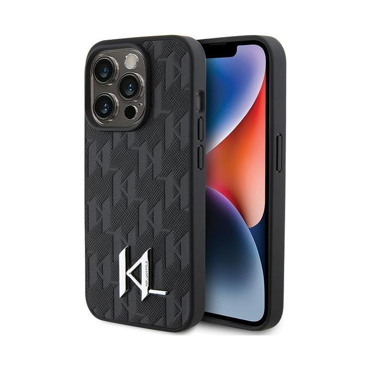 Karl Lagerfeld KLHCP15LPKLPKLK iPhone 15Pro 6.1" czarny/black hardcase Leather Monogram Hot Stamp Metal Logo na NearMe.pl