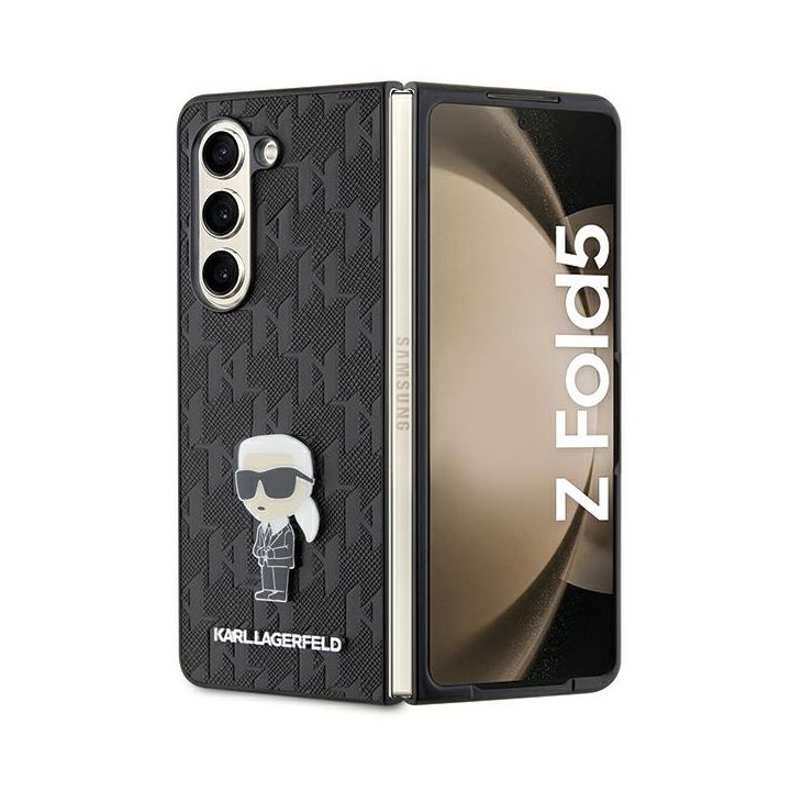 Karl Lagerfeld KLHCZFD5SAPKINPK Z Fold5 F946 hardcase czarny/black Saffiano Monogram Ikonik Pin na NearMe.pl