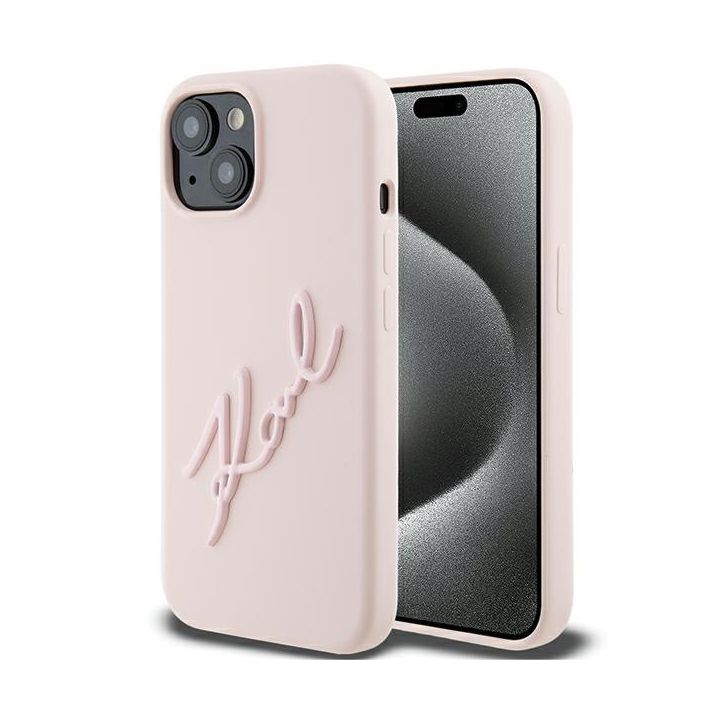 Karl Lagerfeld KLHCP15SSKSBMCP iPhone 15 / 14 / 13 6.1" różowy/pink hardcase Silicone Karl Script na NearMe.pl