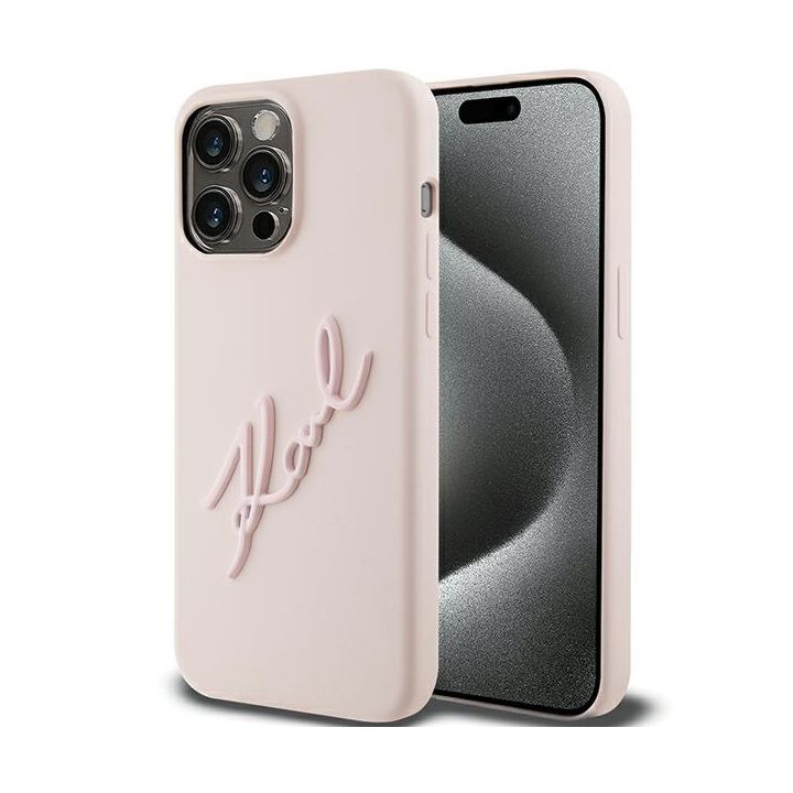 Karl Lagerfeld KLHCP15XSKSBMCP iPhone 15 Pro Max 6.7" różowy/pink hardcase Silicone Karl Script na NearMe.pl